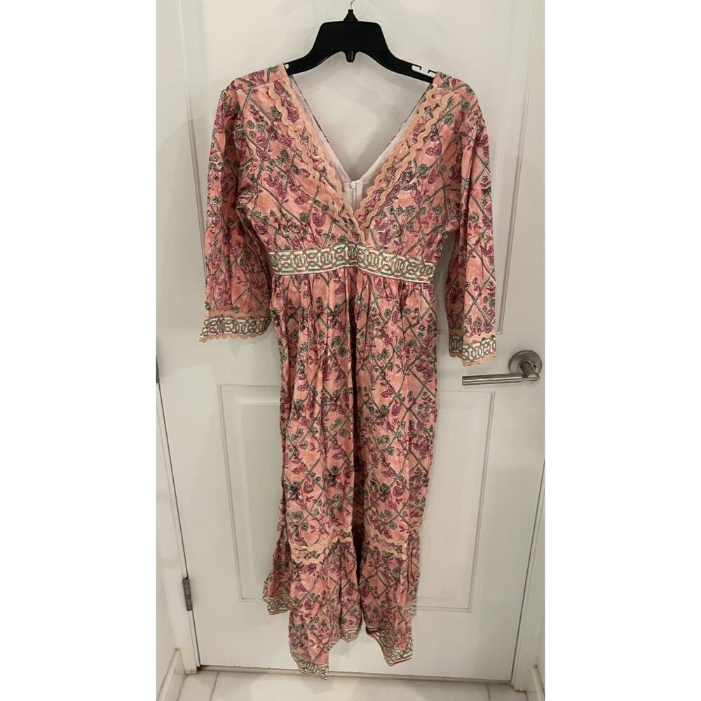 NWT Clara the Label Casita Maxi Midi Dress Size XS Bamboo Trellis Boho Floral